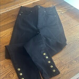 Frame Women's Black High-Waisted Jeans with Button Detail